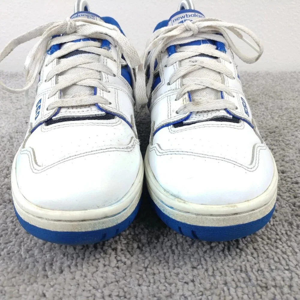 New Balance 550 Mens Size 7 Shoes Low Top White Blue Leather Lace Up Athletic